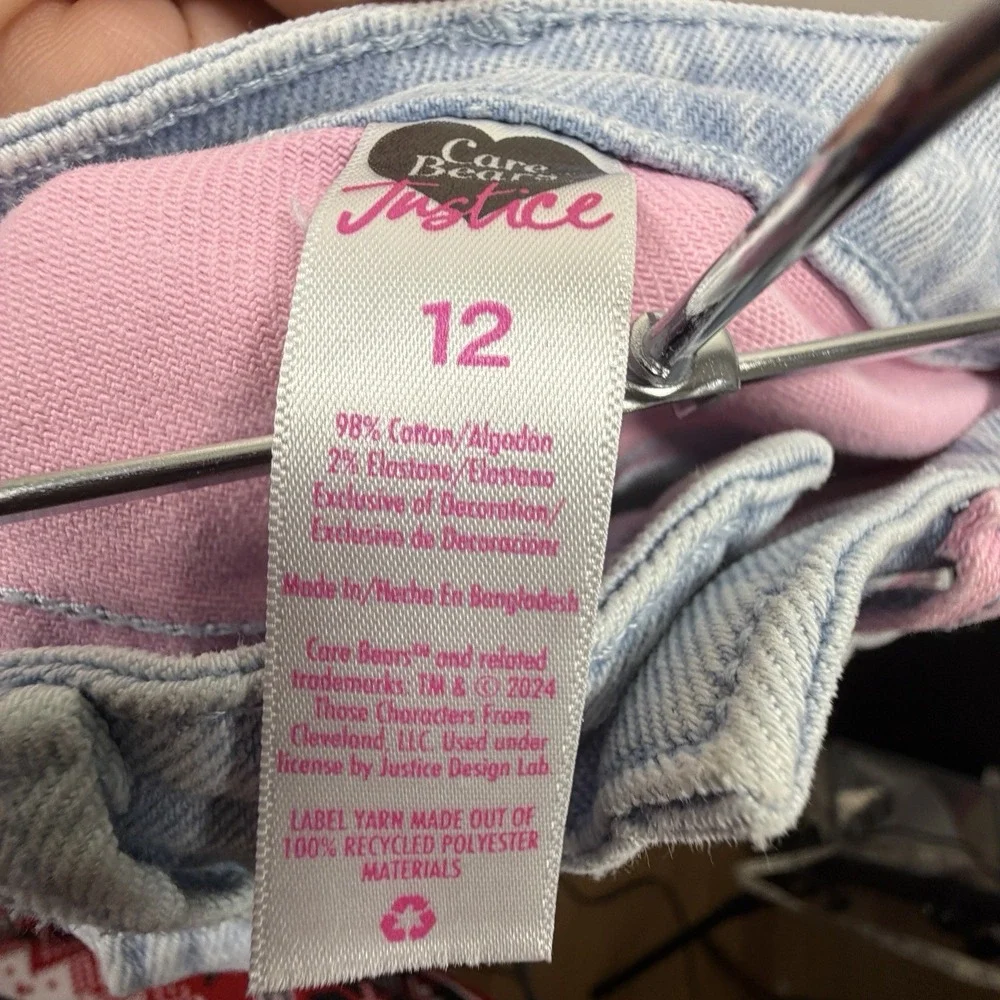Justice Care Bears Jeans 12Y Flare Leg Colorblock Pastel‎ Y2K Light Wash